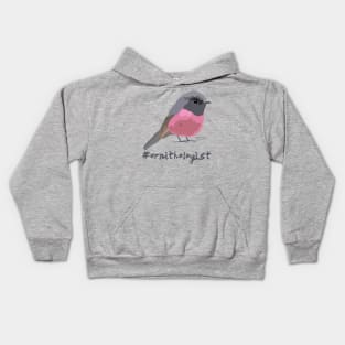 Ornithologist | Pink robin Kids Hoodie